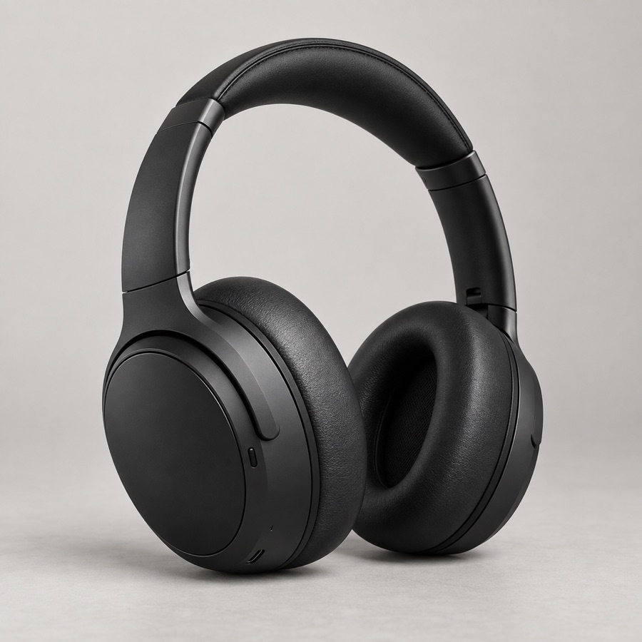 Matte black wireless over-ear headphones